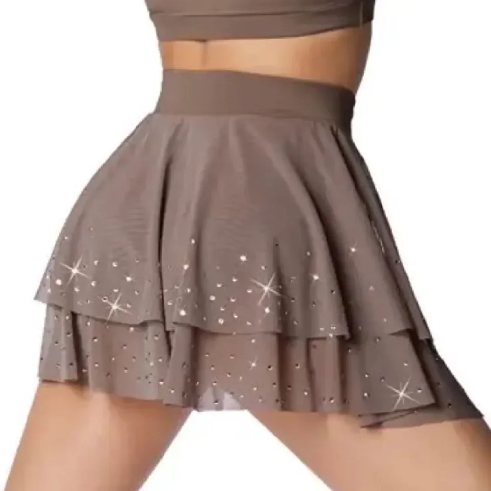 Weissman Ivy Sky Swarovski crystal solo dance taupe 2 piece S10710 S10715 SA MA